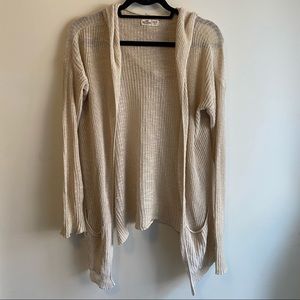 Hollister Cream Knit Hooded Cardigan